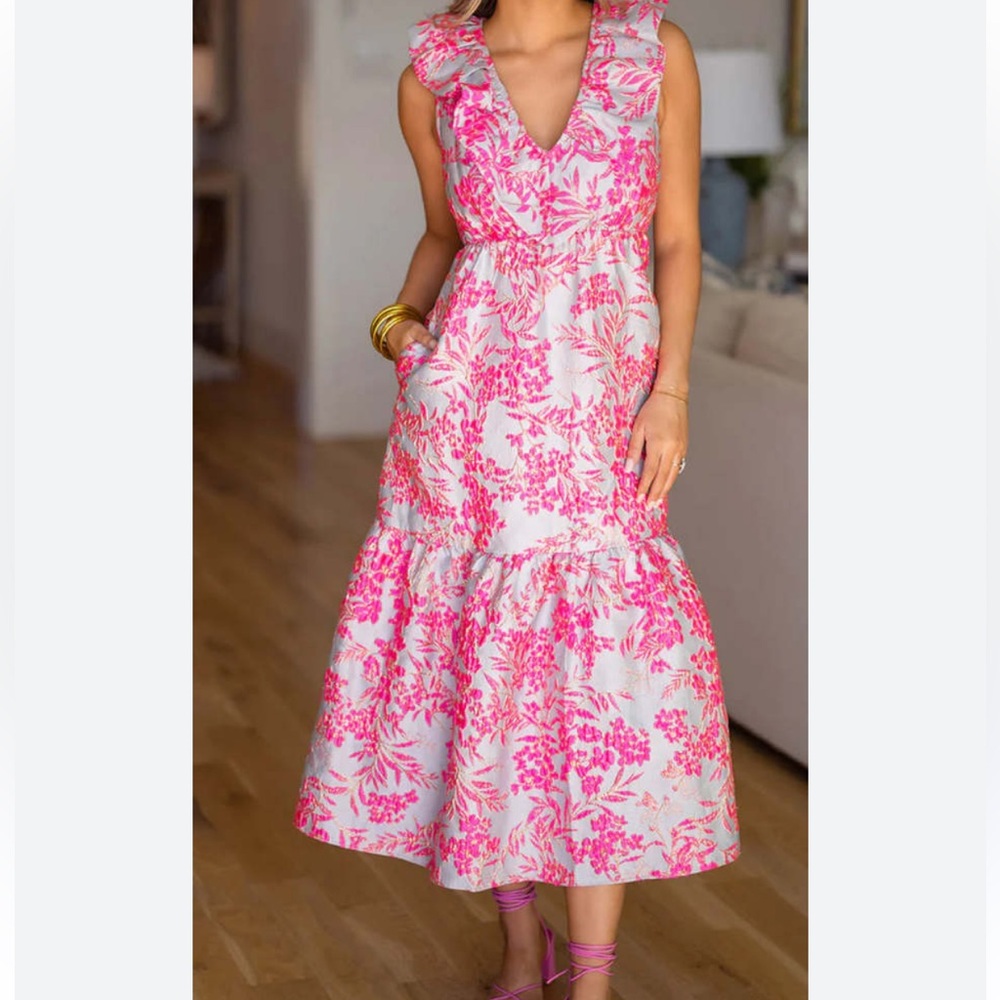 Buddy Love Pink and Gold Floral Dress